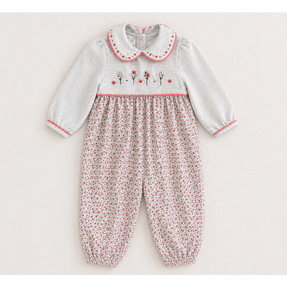 Vintage 1990s Class Club Baby Girl Romper – Floral Embroidered Bubble Suit 18M